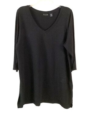 Tahari Pima Cotton Longline Black Tunic 1X